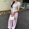 Women's slim-fitting short-sleeved T-shirt women's summer new V-neck Korean style solid-color versatile bottoming shirt top