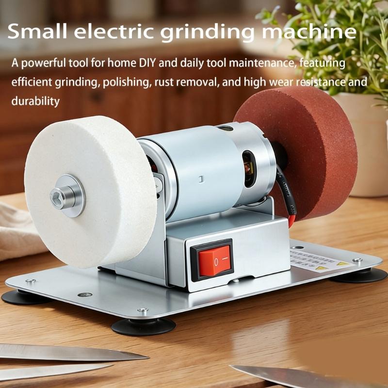 Efficient Plastic Base Desktop Grinder Featuring 150W Motor And Double Wheels For Home Workshop Use Stable Operation