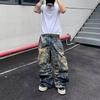 Unisex Distressed Ripped Denim Jeans With 3D Print Effect Loose Fit Casual Trousers Teens Adults