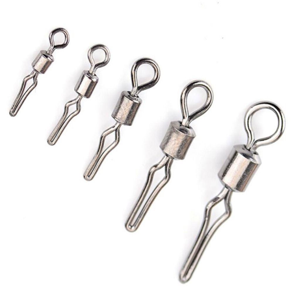 Snap Rotating Swivel Fishing Connector Fishing Swivel Fishline Clamp Swivel with Side Line Clip