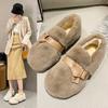 New Flat-soled Cotton Shoes for Women Who Wear One-pedal Lazy Shoes In Winter, Fashionable Warm Hairy Shoes for Women