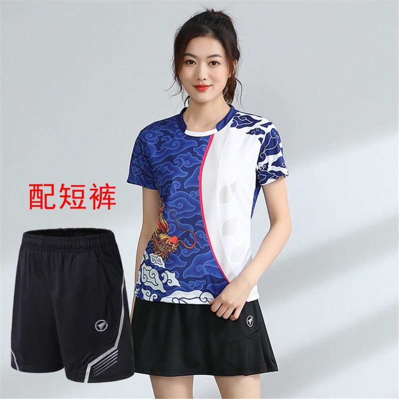 Unisex Badminton Sport Set Short Sleeve Top Shorts Men Women Kids Athletic Wear