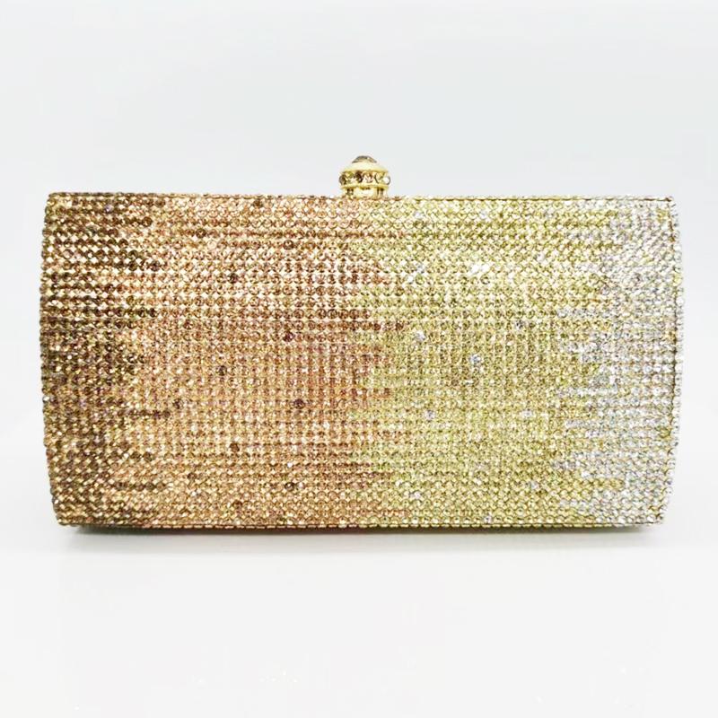 

WHTUOHENG Gold Yellow White Diamond Clutch Evening Bag Rhinestone Women s Purse Crystal Bridal Party Handbag For Female Wedding 19cmX10cmX5.5cm