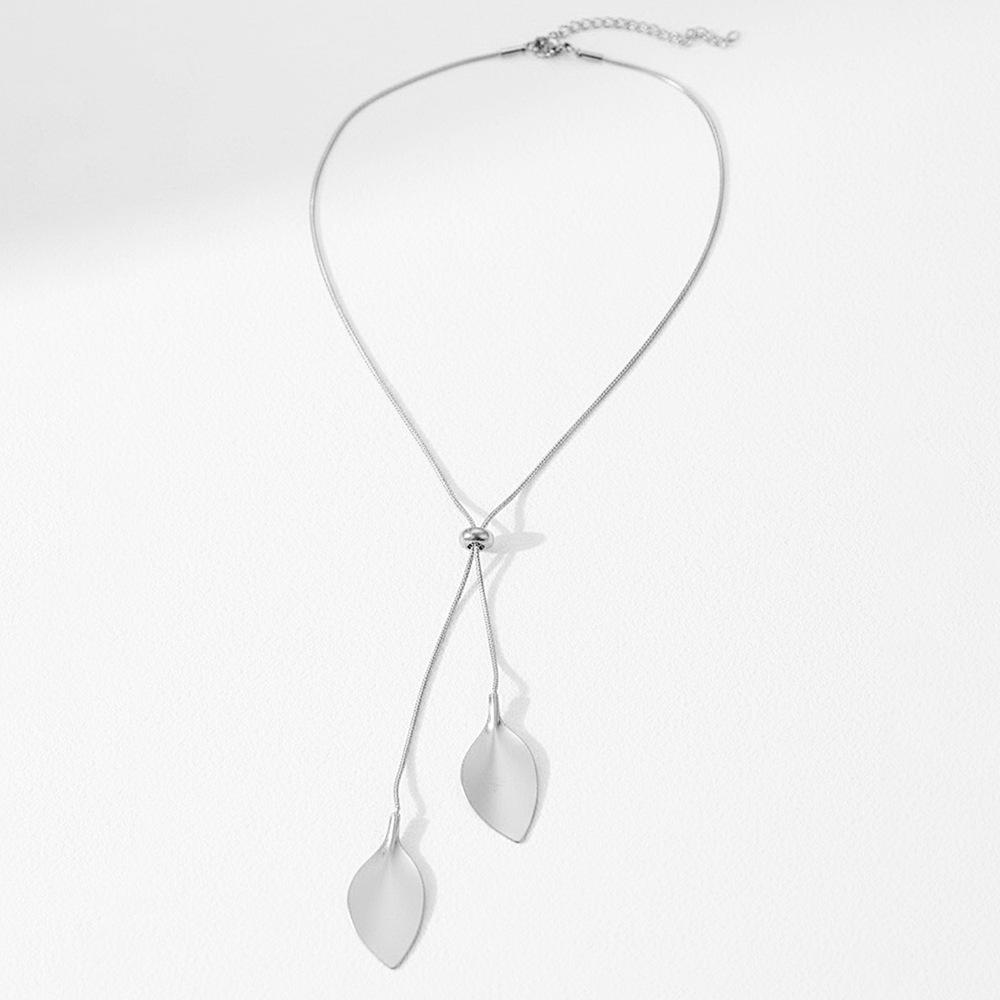 Waterproof Tassel Wind Gold-plated Snake Chain Necklaces Stainless Steel Adjustable Leaves  Lariat Necklaces Women
