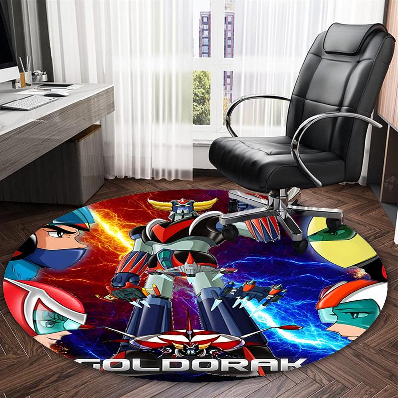 1pc UFO Robot Grendizer9 Print Round Carpet Chair Round Carpet Suitable for Bedroom Living Room Home Decorative Carpet