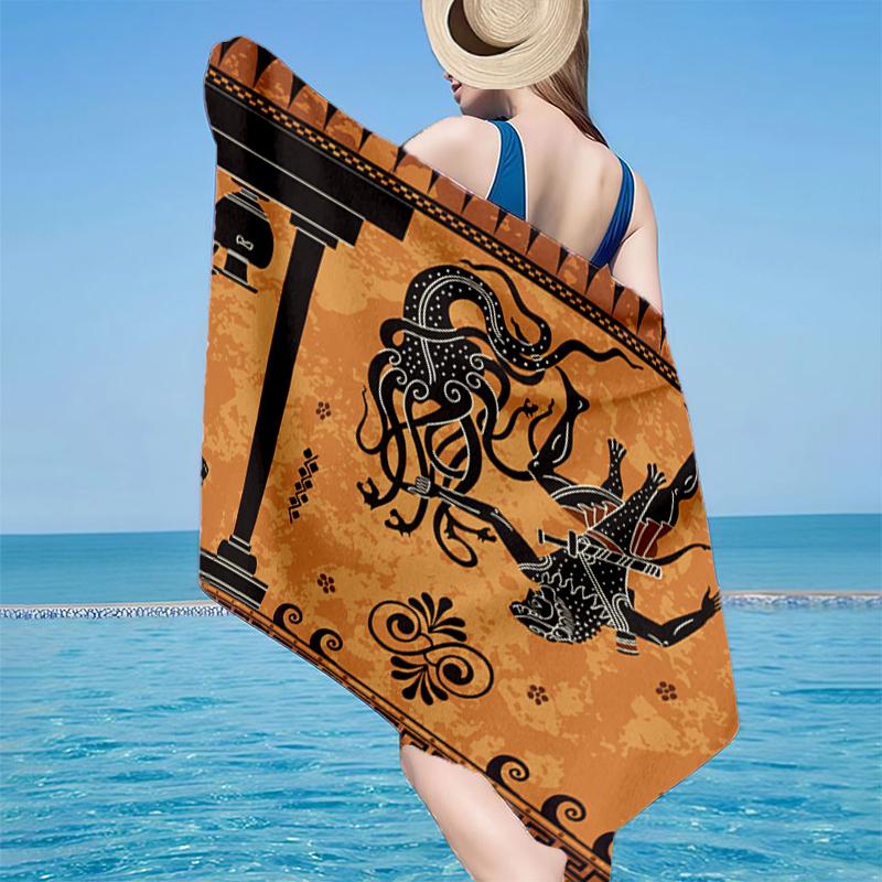 Greek Mythological Scene Beach Towel, Super Soft Microfiber, Gift for Her/Him, Birthday, for Pool, Beach, Travel, Home Decor Fan Gifts