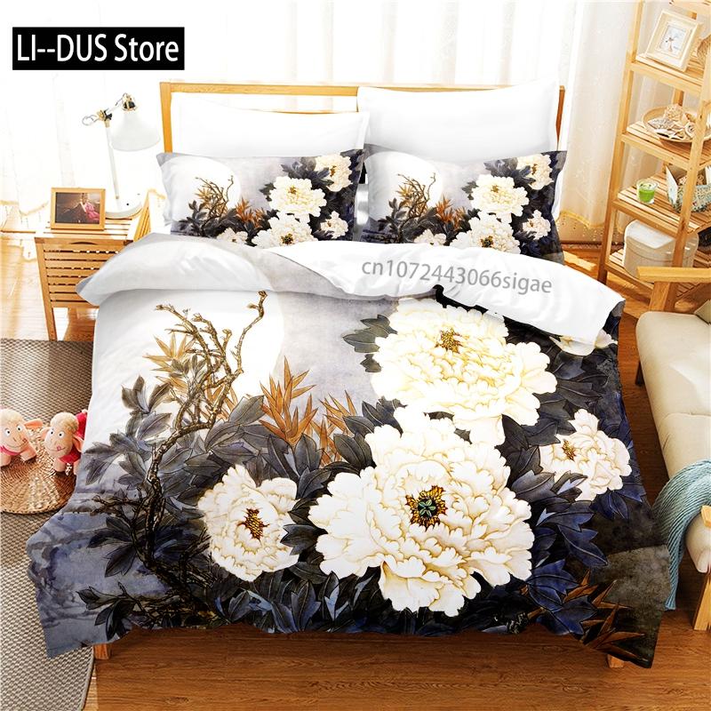 Elegant Flowers Bedding Set Duvet Cover Set 3d Bedding Digital Printing Queen Size Bedding Set Fashion Design