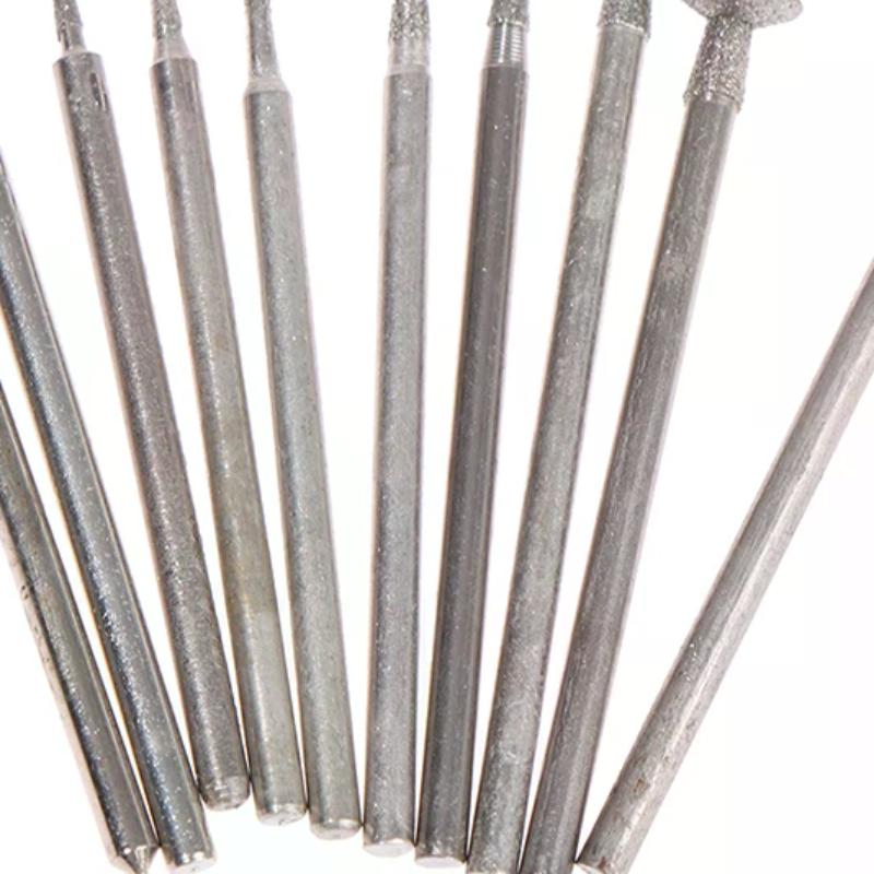 10Pcs Diamond grinding Head Stone Jade Carving Polishing Engraving Tools 2.35mm