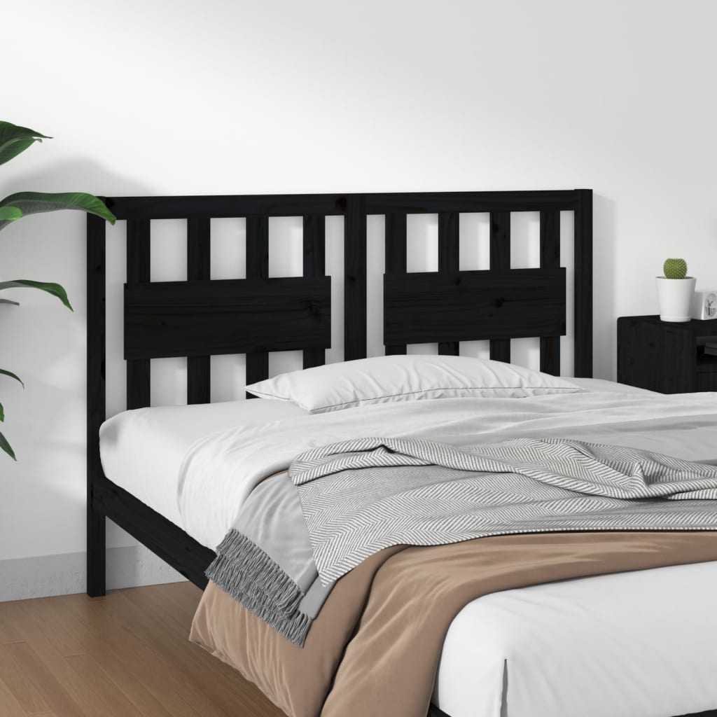 Headboard Black 125.5 x 4 x 100 cm Solid Pine Wood