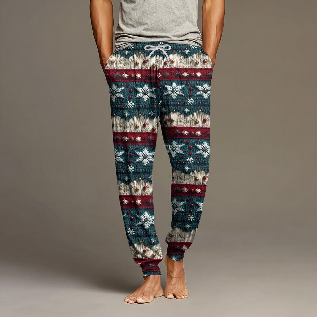 Men's Drawstring Pocket Cuffed Casual Pants Home Sleep Pants