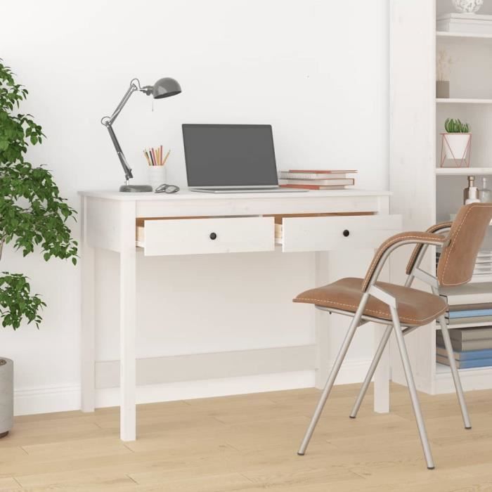 VidaXL Bureau avec tiroirs Blanc 100x50x78 cm Bois massif de pin 824644