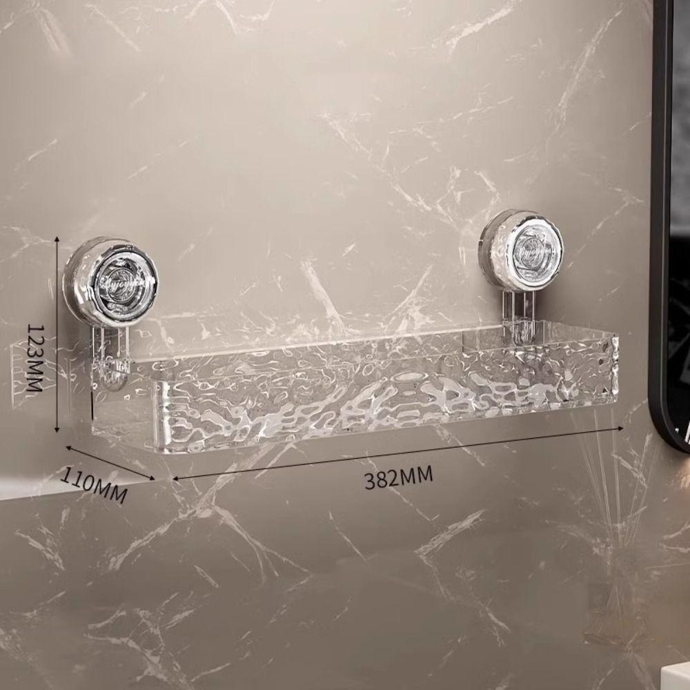 Vattentät Sugkoppsförvaringshylla Avtagbar Transparent Väggmonterad Hylla Stor Kapacitet Utan Hål Hemförvaringsorganisatör