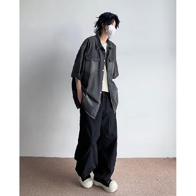 Summer Clothing Men'S Retro Casual Shirt Student Loose Niche Design Fun New Men'S Top For Outdoor Wear