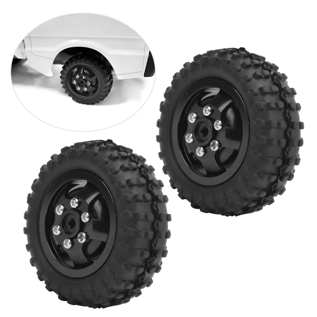 D12005 52mm RC Car Tyre Rubber Aluminium Alloy AntiSkid Tires for WPL D12 110 RC Truck(Black BL )