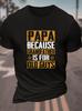 Herren Lässiges Humorvolles Grafik-T-Shirt PAPA WEIL OPA FÜR ALTE MÄNNER ist Kräftiger Gelber Druck Marineblau Kurzarm Rundhals