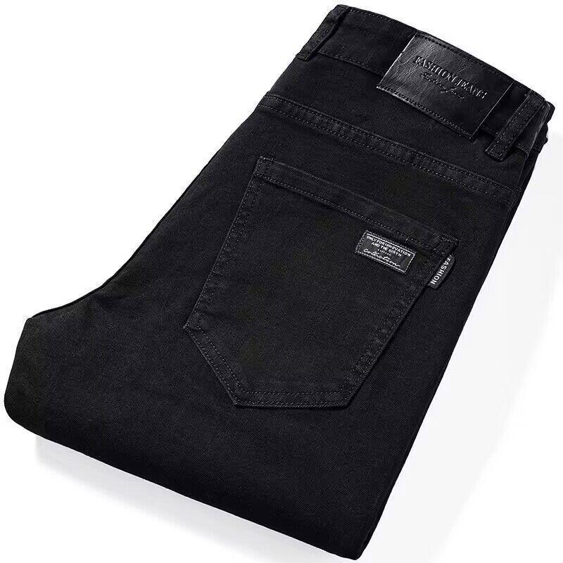 2024 Grey Slim Straight Men's Stretch Jeans - Trendy Spring/Autumn Casual Pants