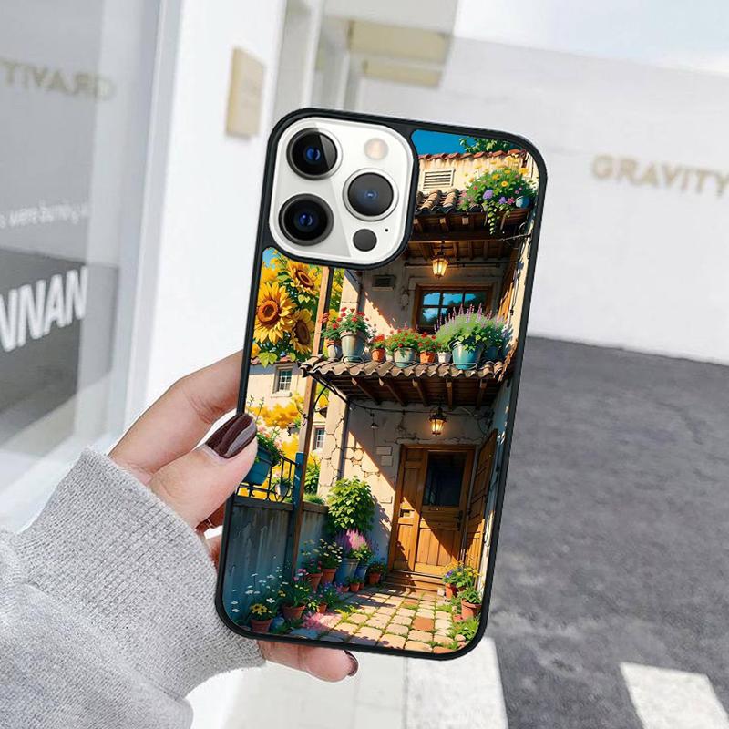 Hand Painted House Beautiful Scenery Phone Case For iPhone 17 Air 15 16 Cover  11 13 14 Pro Max 12 Plus Max XR