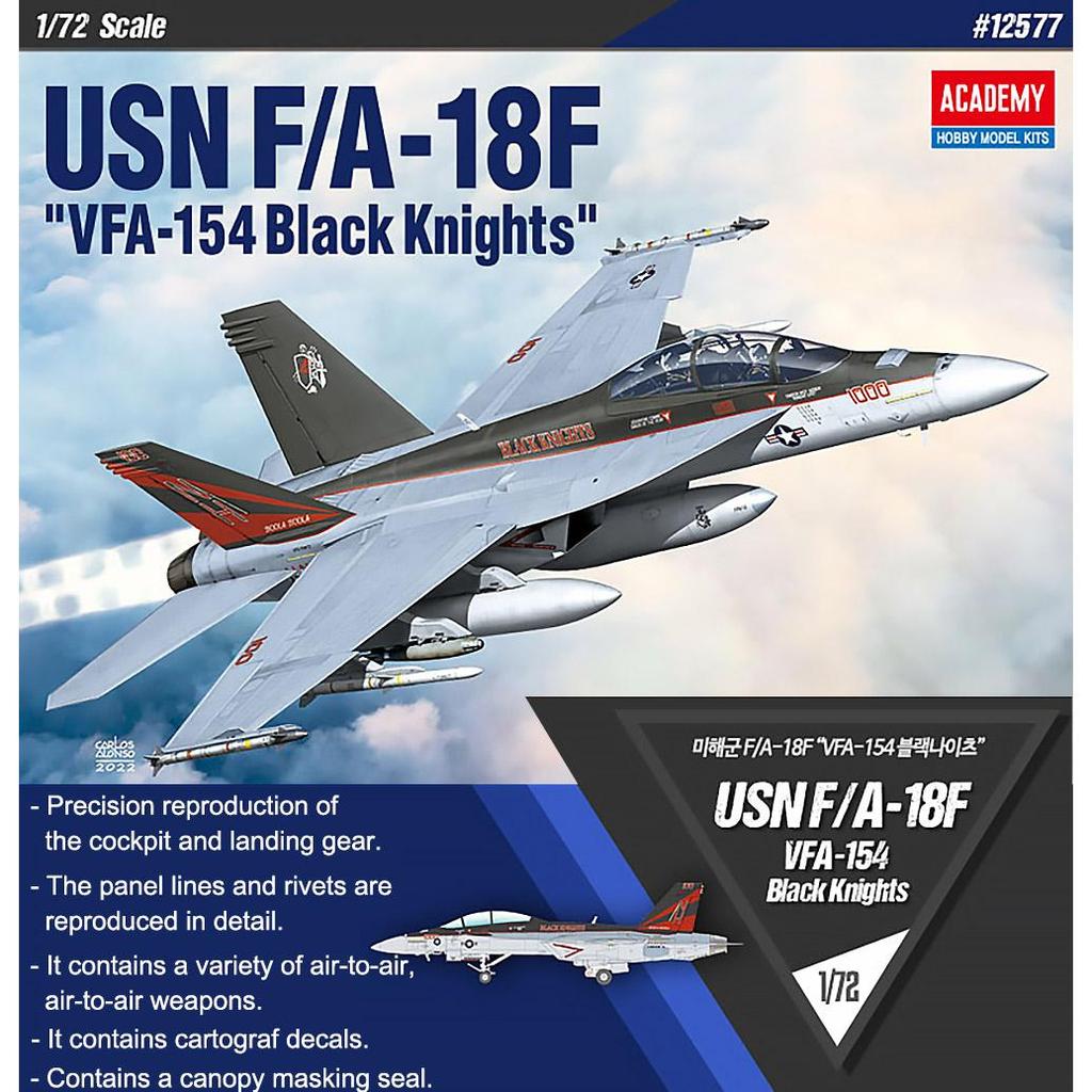 1/72 USN F/A-18F VFA-154 Black Knights #12577 Academy Model Kit DIY Assembly Puzzles Military Building Blocks Toy