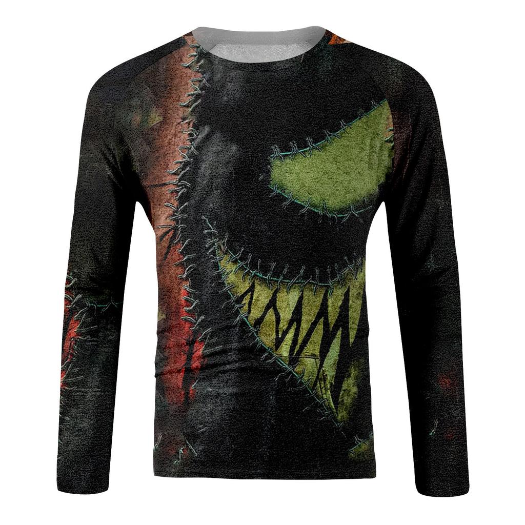 Halloween Print Raglan Sleeve Men's Long Sleeve Top