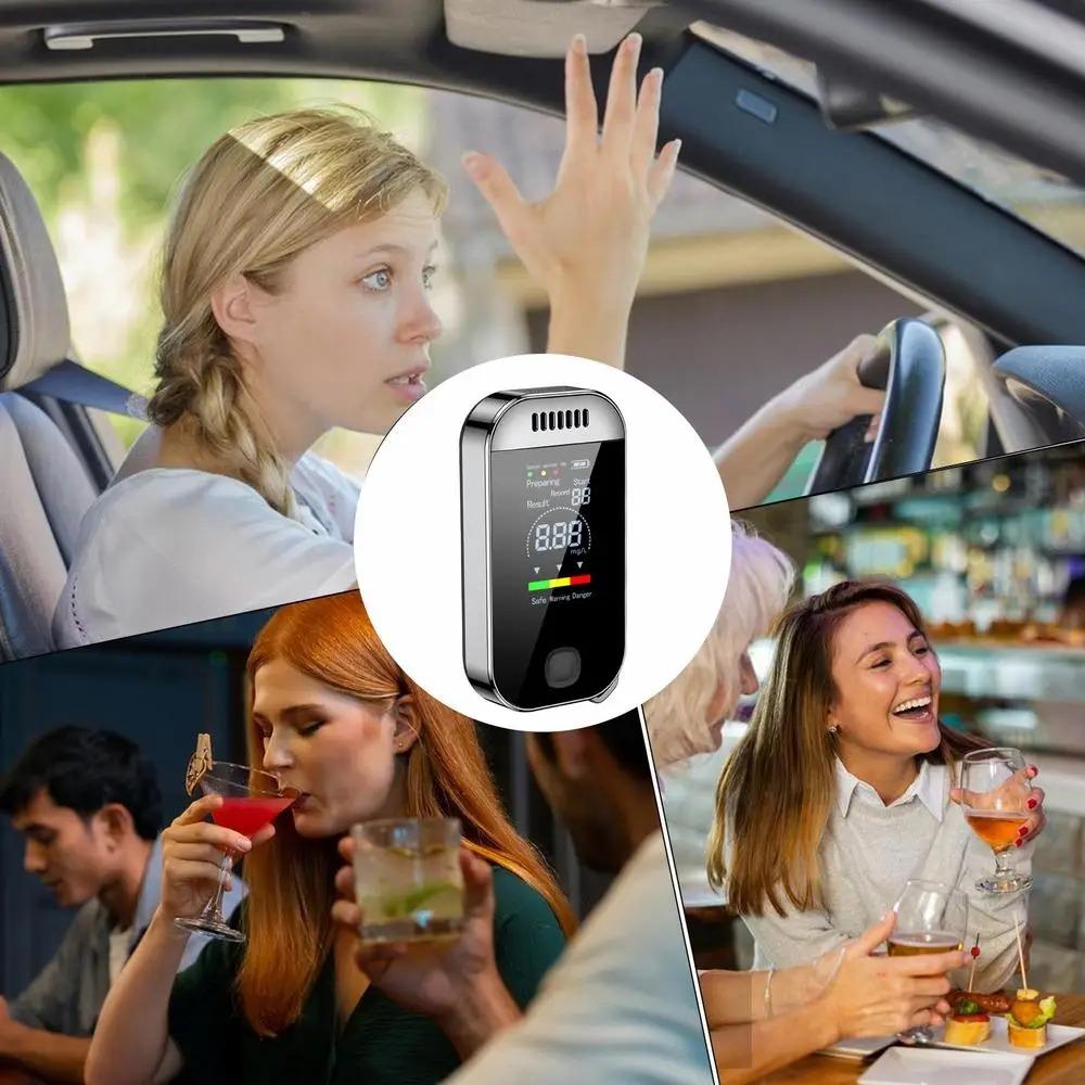 NEW LCD Display Alcohol Tester Professional Breathalyzer Portable Alcohol Detector USB Rechargeable Electronic Digital Breath Alcohol Tester KeyChain