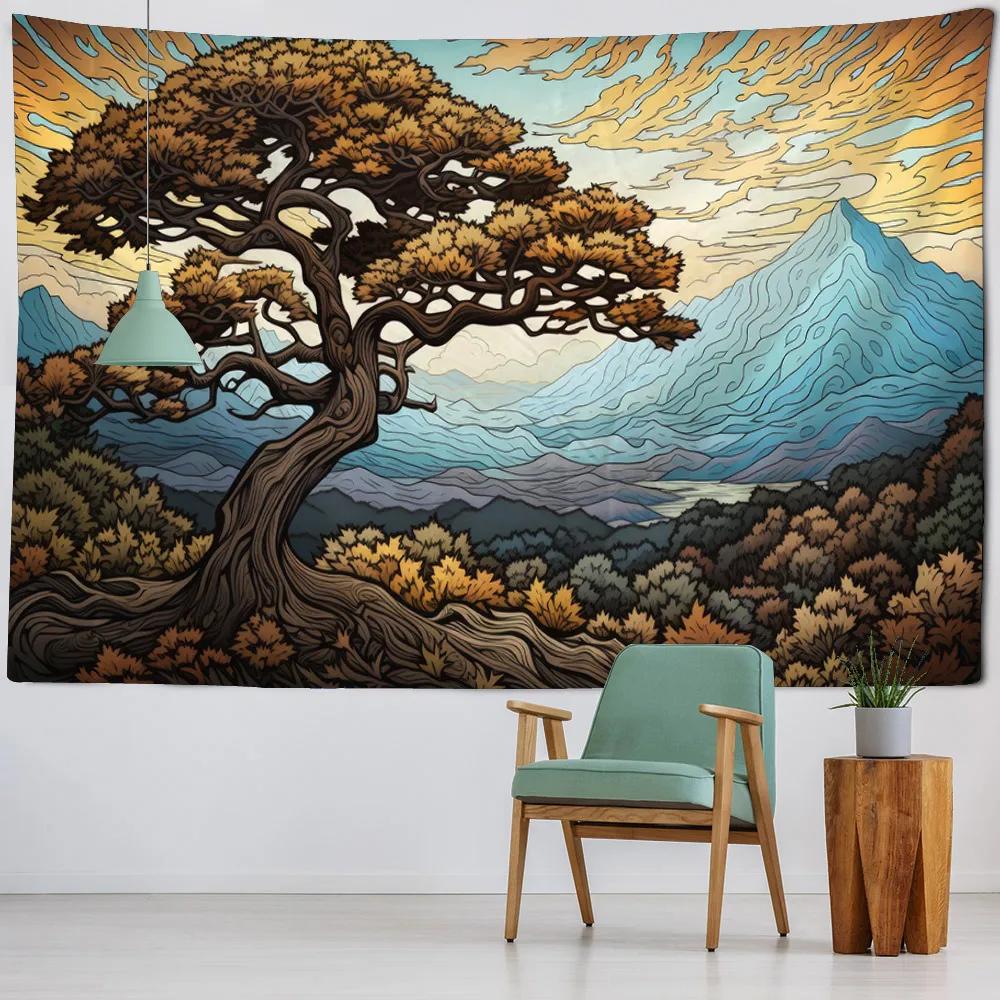 Natural Scenery Oil Painting Tapestry Home Wall Art Decoration Background Cloth Bedroom Living Room Dormitory Office Poster