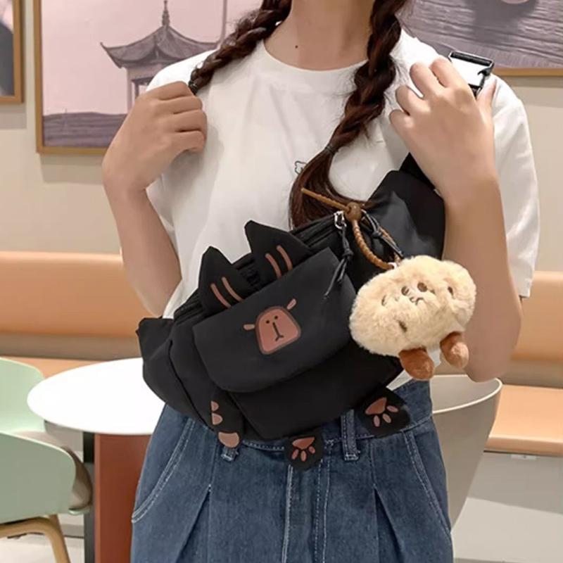 SCIONE Cute Cartoon Capibala Chest Bag 2025 New Large-capacity Fashion Leisure and Versatile Sports Students Lightweight Crossbody Bag