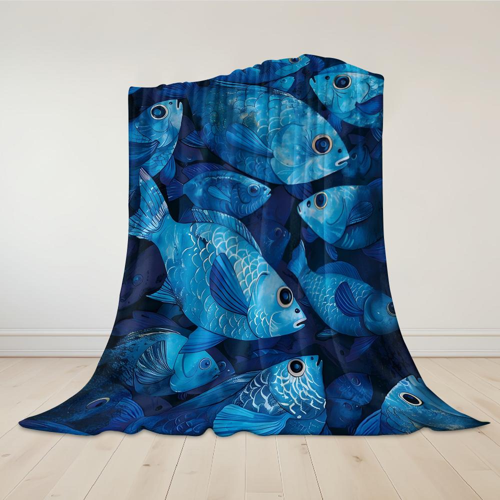 Azure School Flannel Blanket Warm Soft Halloween Christmas Couch Warm Cozy Decorative Decor Gift for All Season