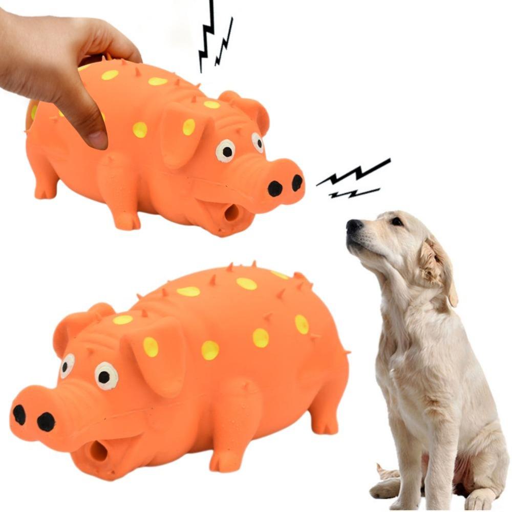 Soft Latex Latex Pig Toy Built-in Squeaker Squeaky Pet Toy Dog Chew Toy  Small Medium Dogs