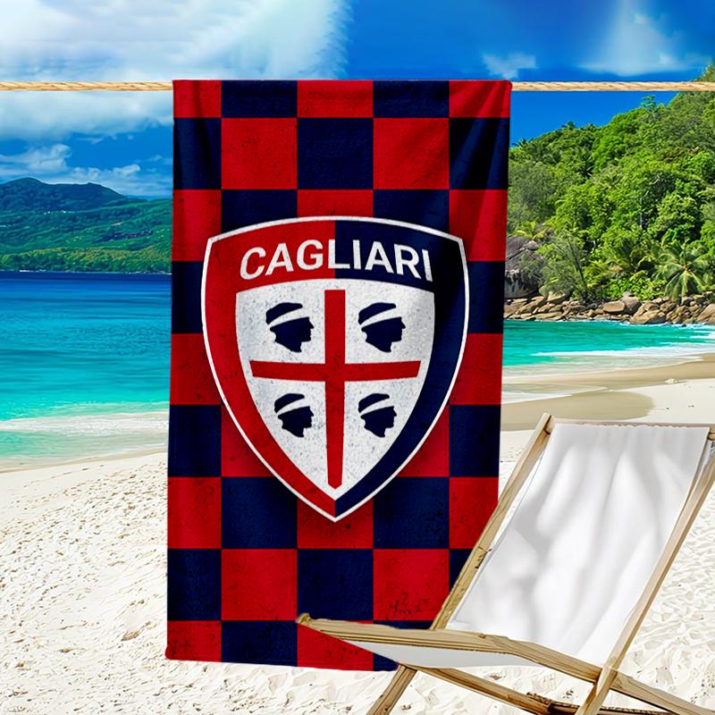 Football Cagliari Design Beach Towel - Soft, Absorbent Microfiber, Lightweight, Ideal for The Beach, Parties, Travel, Camping fan gifts