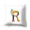 Polyester Pillowcase Watercolor Flowers Car Decoration Print 26 English Letters Home Cushion Cover