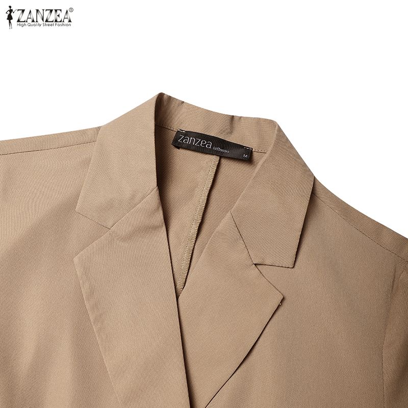 ZANZEA Dámské ležérní šaty s elegantním límečkem a dlouhým rukávem