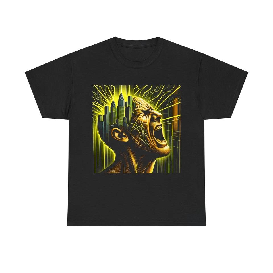 Unisex Adult T Shirt Expressionism Scream Over Neon City XL