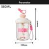 580ML Drinking Cup With Straw Stirring Cup Kawaii Whey Protein Shaker Bottle  Fruit Juice