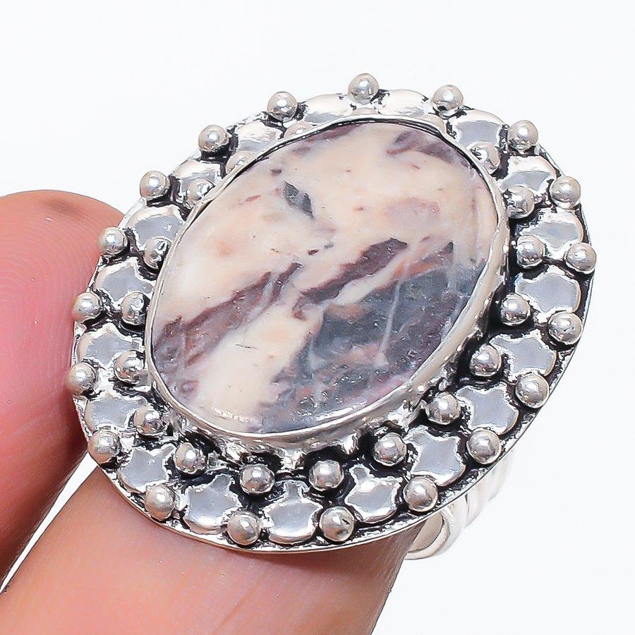 

Натуральный каппучиновый яшма 925 стерлинговое серебро ювелирное кольцо размер 8.5 m5R47