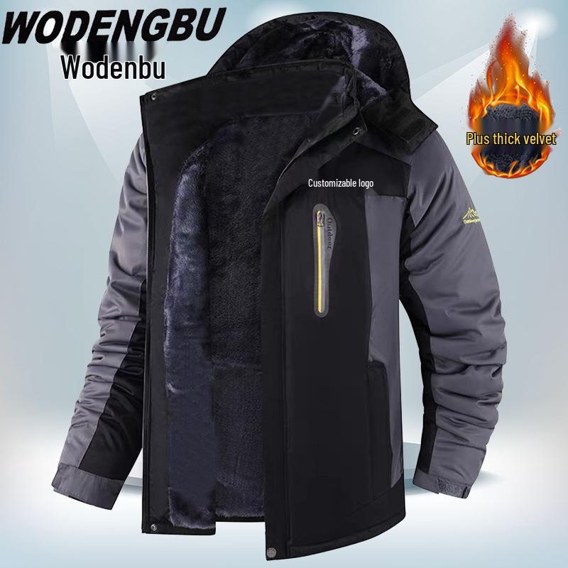Herren Winter Fleecegefütterte Winddichte Baumwolljacke mit individuellem Logo