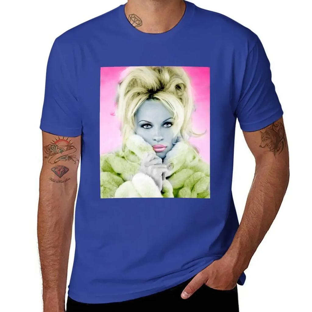 Pamela Anderson T-Shirt Animal Prinfor Boys New Edition Anime Clothes Mens Cotton T Shirts