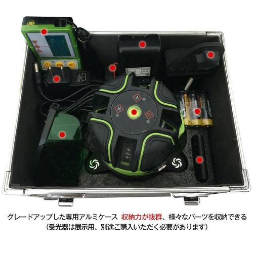 FUKUDA 5-Line Green Laser Level EK-400GX, Compatible with Two Lithium Batteries, AA Batteries, and an AC Adapter, 4-Direction Large Square Beam Model,