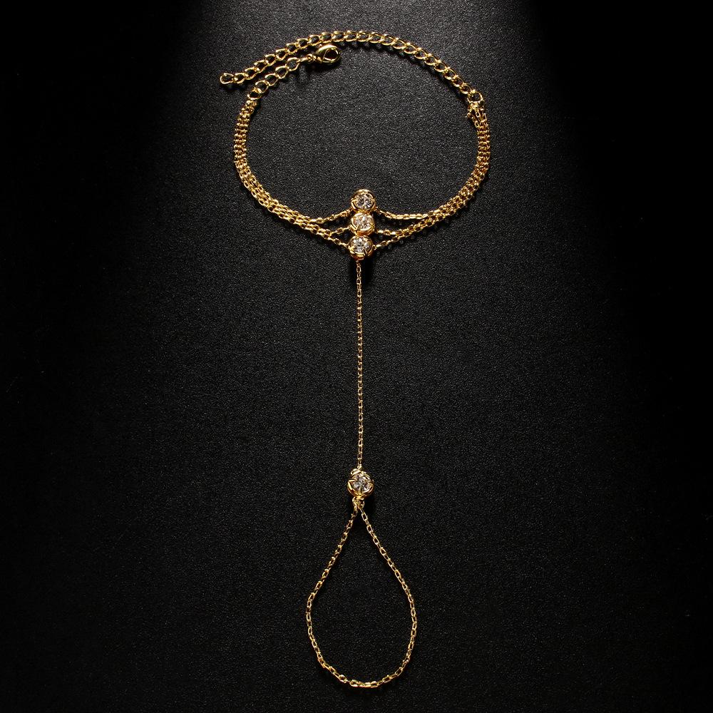 ZAKOL Fashion Women's Gold Color Hand Chain Bracelets With Crystal Exquisite Finger Bracelet Wedding Zircon