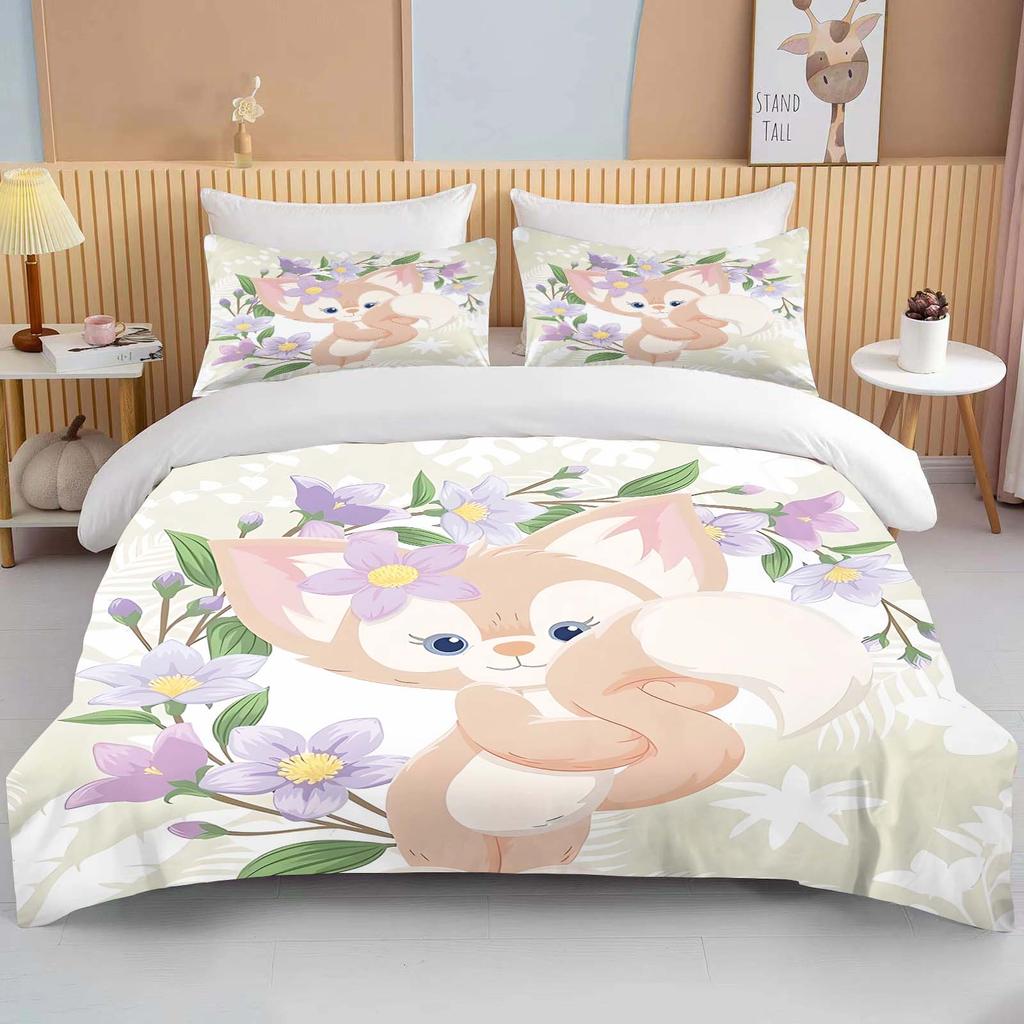 10 Size Disney Duffy and Friends Printed Bedding Set Cartoon Microfiber Bed Set Pillowcase Adult Bed Cover Bedroom Bed Set Duvet