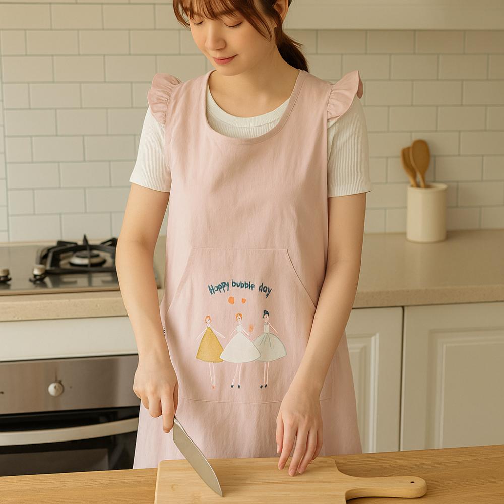 Stain-Resistant Vest Style Apron Soft Wide-Shoulder Apron Cartoon Kitchen Apron  Restaurant