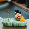 Creative Ceramic Incense Stick Holder Tang Dynasty Lady Cute Sticks Incense Tray  Handicraft