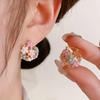 Korean Floral Hoop Cute Fashion Earrings for Women Alloy with Resin Inlay Japanese Style Suitable for Daily Wear and Weddings