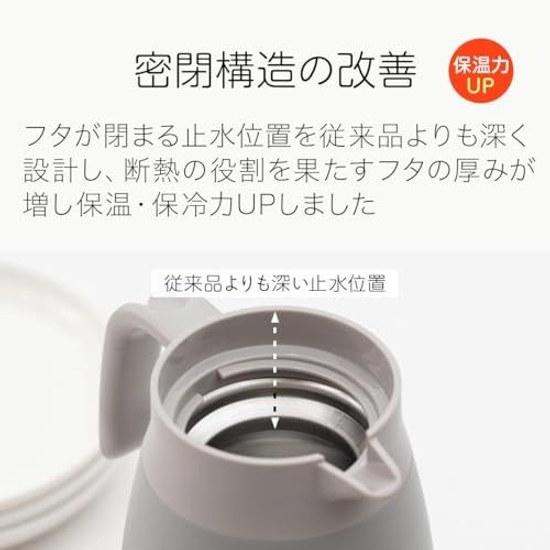 Atlas Insulated Pot 1L 1000ml Lightweight Slim Energy Saving Tabletop Stainless Thermos Insulation Cooling Vacuum Double Structure Easy Clean Lever