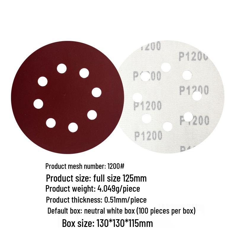 5-inch 8-Hole Red Sandpaper 125MM for Wood Sanding