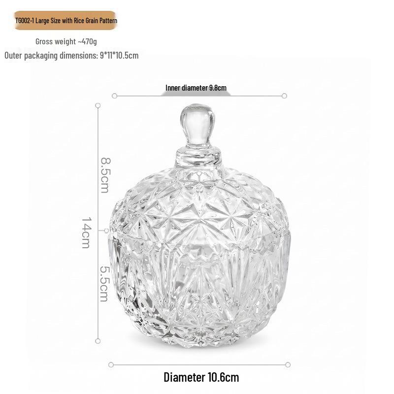 European Crystal Candy & Jewelry Glass Storage Box with Lid