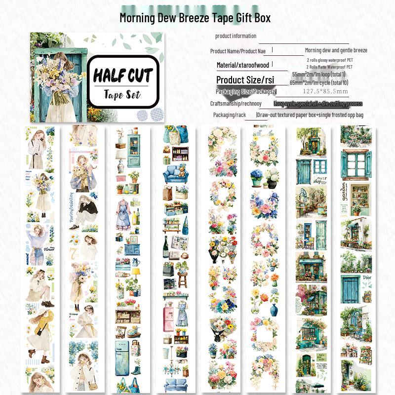 Die-cut PET Washi Tape Set: Coffee Theme, European & American Style for Journaling & Decoration