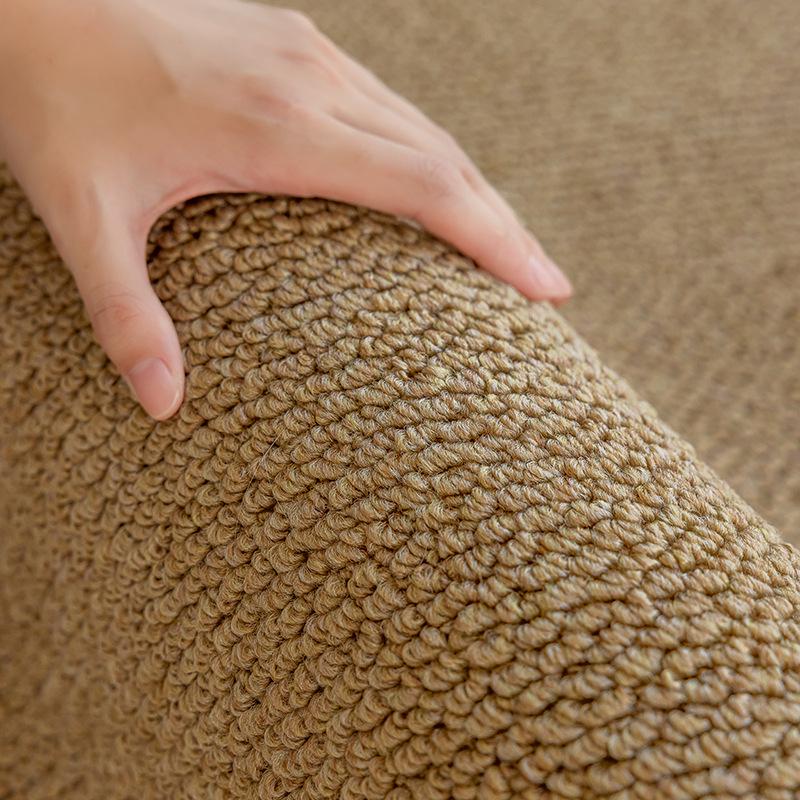 Cream Solid Color Anti-Scratch Bedroom Carpet - Thick Woven Imitation Sisal Floor Mat for Photography & Sound Insulation
