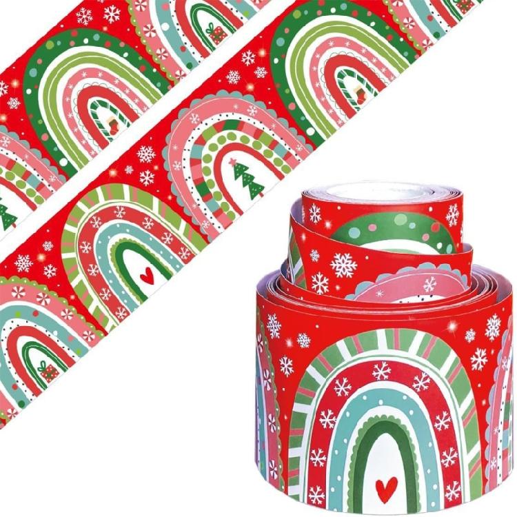 

Festive Bohemians Rainbow Border Decors Waterproof Durability Paper Sticker For Holiday Classroom Bulletin Displays 1
