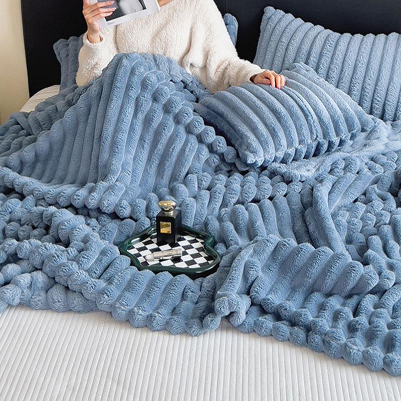 Soft Blanket Winter Warm Bedspread On The Bed Office Thicken Blankets INS Solid Color Sofa Cover Plaid Bedroom Decoration