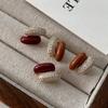 Enamel C-Letter Earrings Niche High-End Stud Earrings With Diamonds Drip Glaze Earrings Ankola Red Explosion